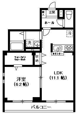 グランドゥール(1LDK/1階)の間取り写真