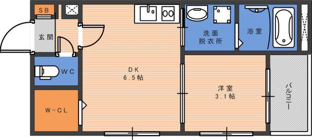 ニューバッツ(1DK/3階)の間取り写真