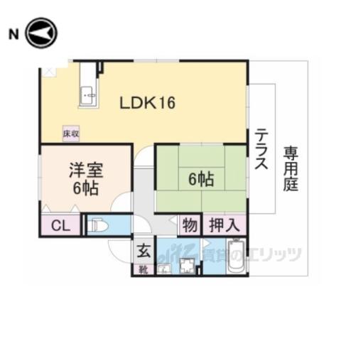 シャンテかしの木(2LDK/2階)の間取り写真