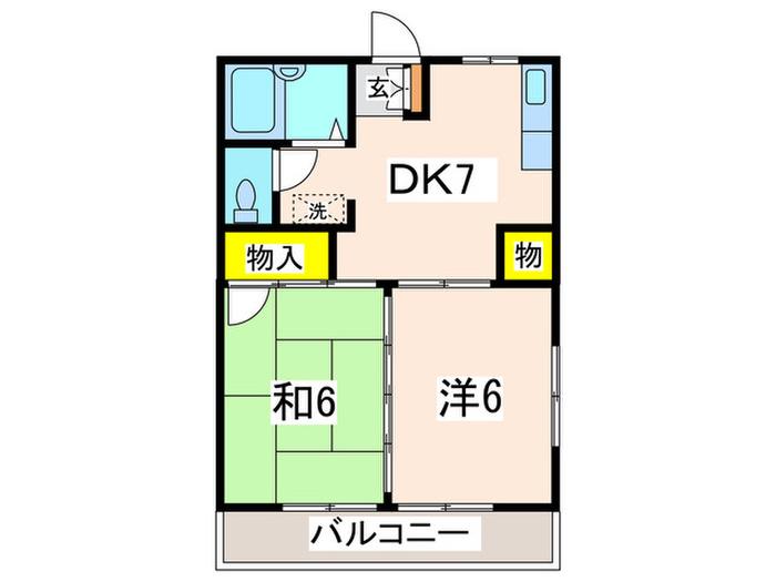 SMT89(2DK/3階)の間取り写真