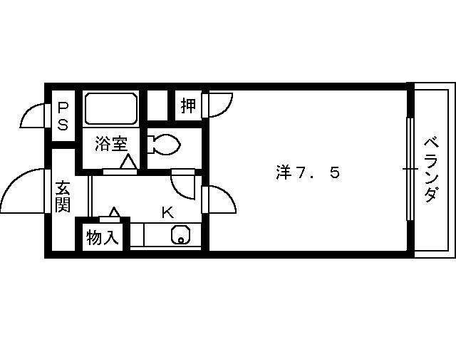 宿院ピアII(1K/4階)の間取り写真