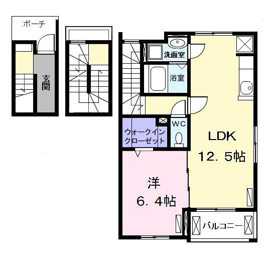 ヴェルトゥ マリ(1LDK/3階)の間取り写真