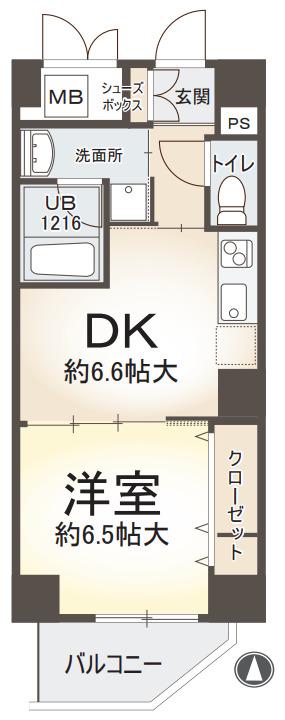 プリマベラ福島(1DK/3階)の間取り写真