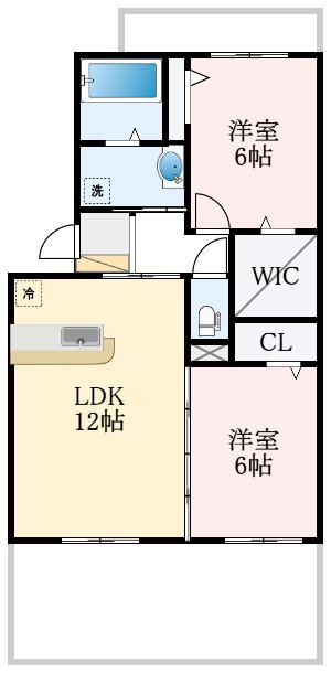 テ キューロ トレス(2LDK/3階)の間取り写真