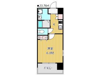レジディア船橋Ⅰ(1K/6階)の間取り写真