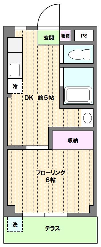 第6ハイツSS(1K/1階)の間取り写真