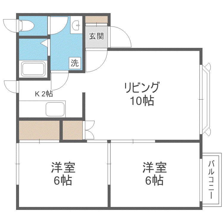 グレースハイツ(2LDK/2階)の間取り写真