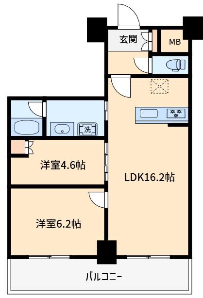 ジオタワー大阪十三(2LDK/23階)の間取り写真