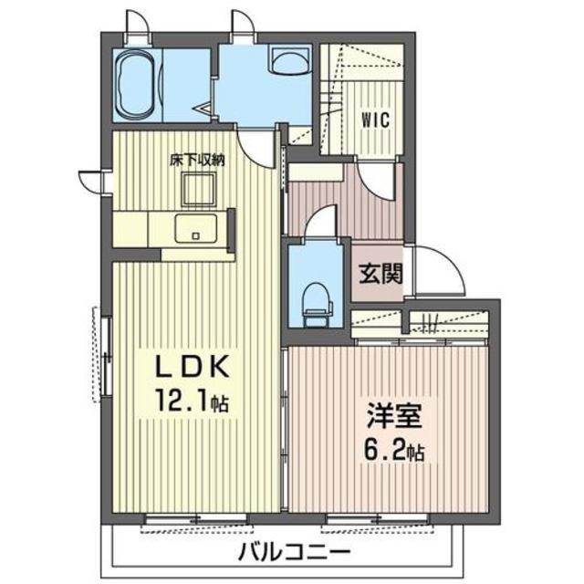 メビュースタウンIIIH(1LDK/1階)の間取り写真