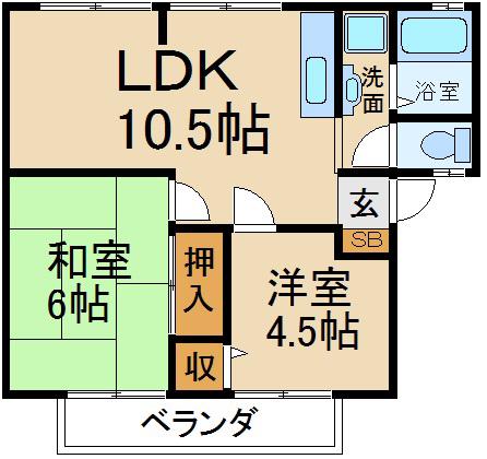 サンビーム元町(2LDK/2階)の間取り写真