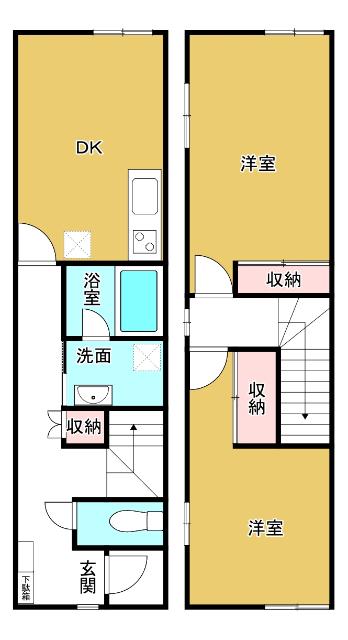 GLORY908第2メゾネット(2LDK/1階)の間取り写真