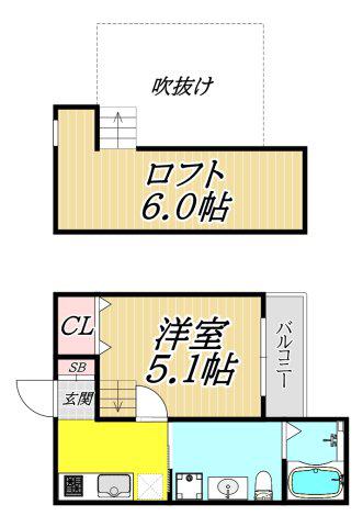 メゾンノワール(1K/2階)の間取り写真
