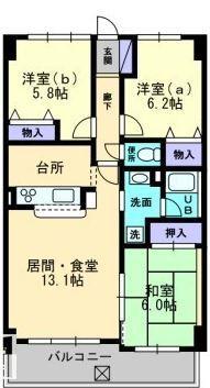 SQUARE今里(3LDK/4階)の間取り写真