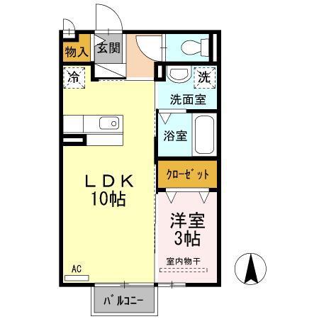 スプルース順(1LDK/2階)の間取り写真