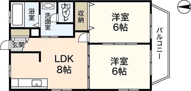 広島高速交通アストラムライン 大町駅(広島) 徒歩6分 3階建 築24年(2LDK/1階)の間取り写真