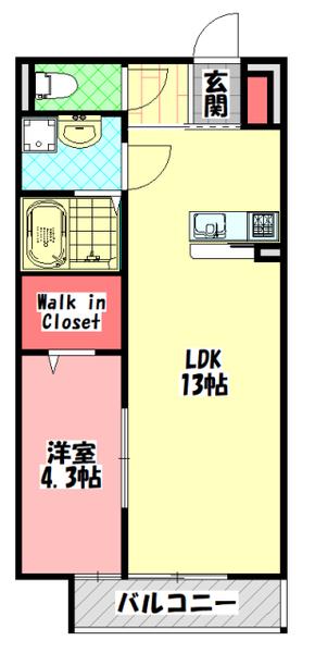 リブリ・メゾン 中宮(1LDK/3階)の間取り写真