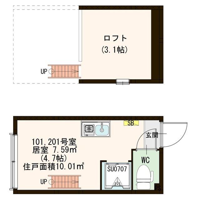 メゾン上北(ワンルーム/2階)の間取り写真