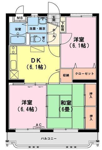 ユーミーいちまるIII(3DK/4階)の間取り写真