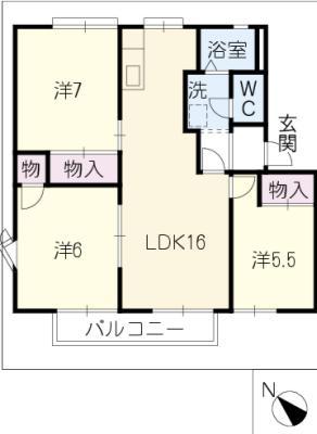 アメニティ住吉E(3LDK/2階)の間取り写真