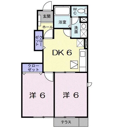JR日豊本線 柳ケ浦駅 バス乗車時間:10分 最寄りバス停で下車 徒歩12分 2階建 築24年(2DK/1階)の間取り写真
