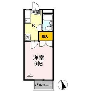 奥田アパートメントII(1K/2階)の間取り写真