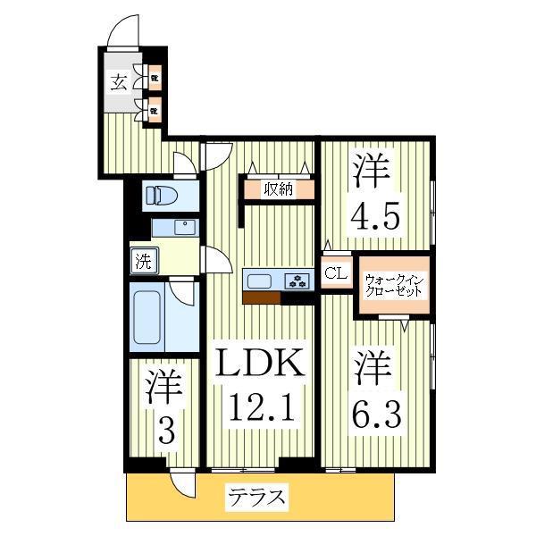 B-KUBUS(3LDK/1階)の間取り写真