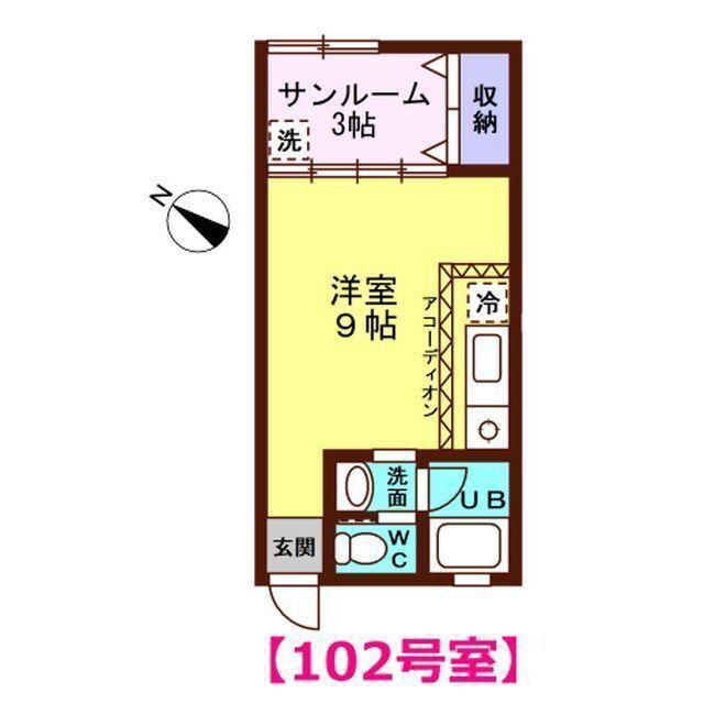 アワハウス(ワンルーム/1階)の間取り写真