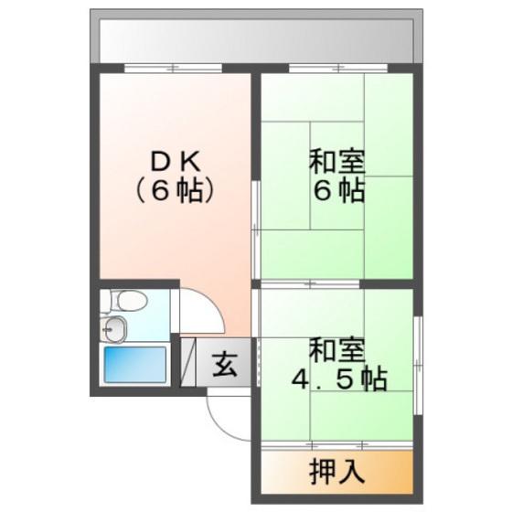 ハピネス東雲本町(2DK/4階)の間取り写真