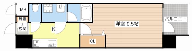 クレアドーレ南草津(1K/2階)の間取り写真