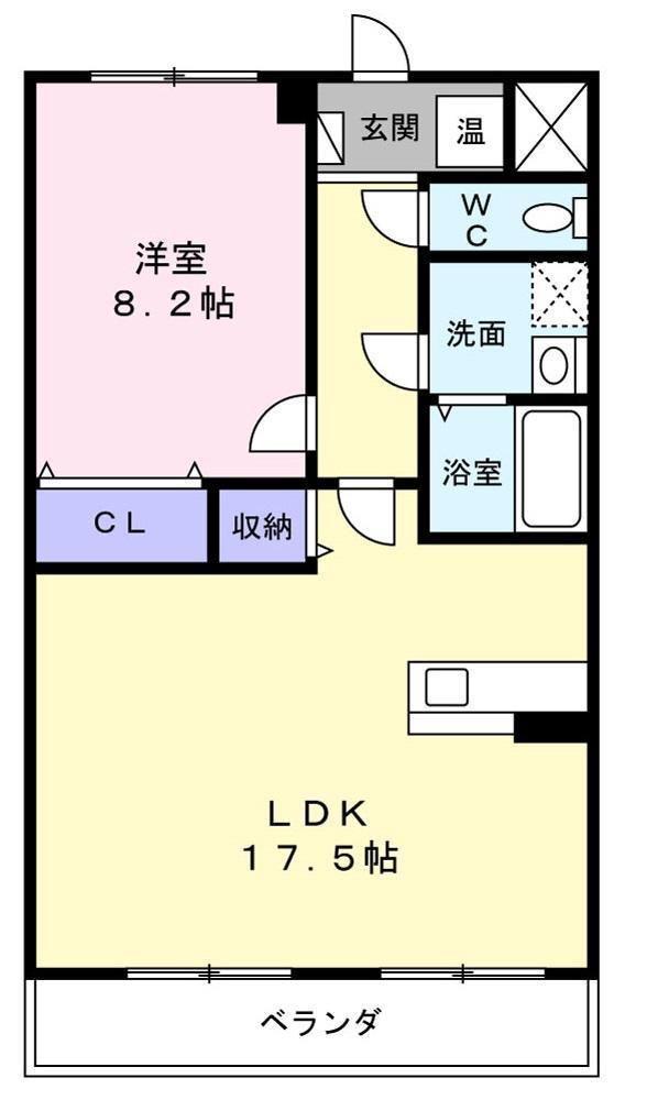 ボヌールヴィル国見A棟(1LDK/3階)の間取り写真