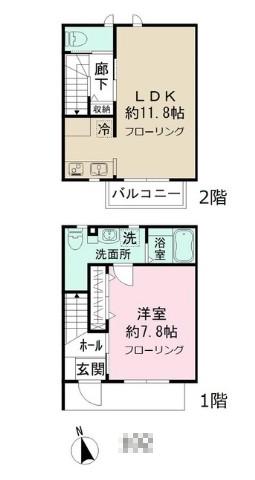 ゼルコバヴィレッジG棟(1LDK/1階)の間取り写真