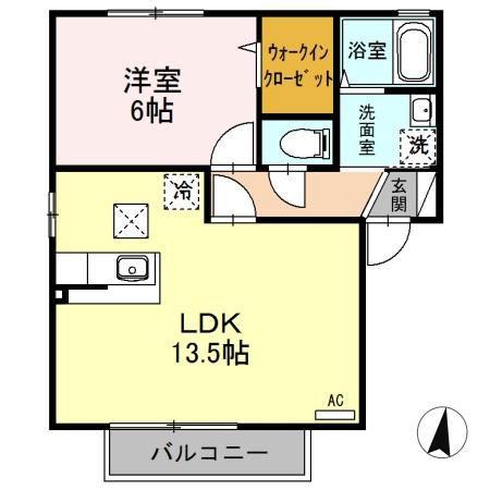 アンバサダーヒルズF棟(1LDK/1階)の間取り写真