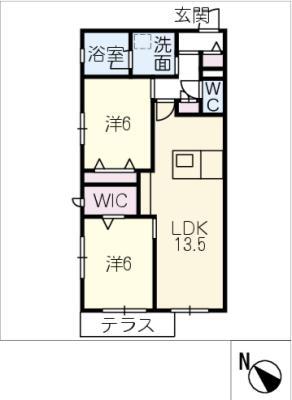 LUXRES 向山テラス(2LDK/1階)の間取り写真