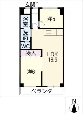 ハイツ花ノ木(2LDK/1階)の間取り写真