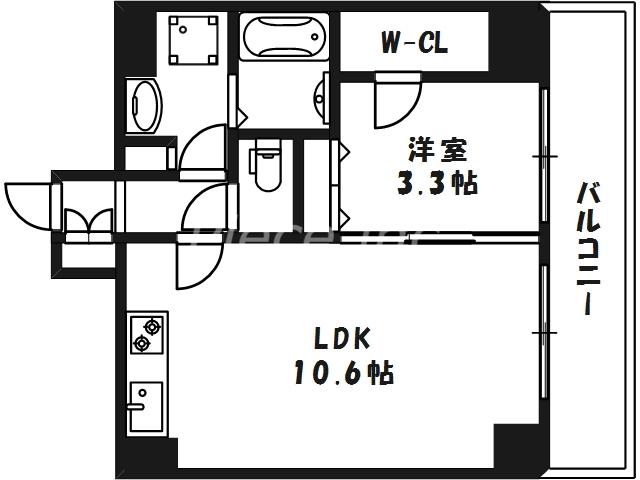 ODESSA西天満(1LDK/4階)の間取り写真
