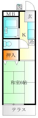 ハイツイースト(1K/1階)の間取り写真