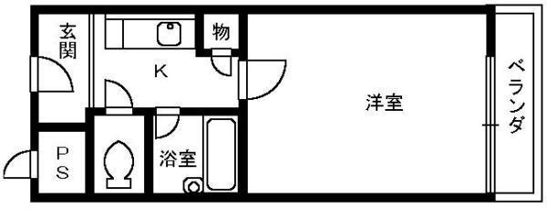 マンションライツ(1K/2階)の間取り写真