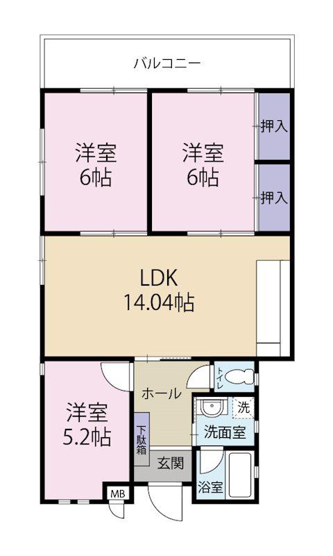 サンシティ三萩野(4DK/1階)の間取り写真
