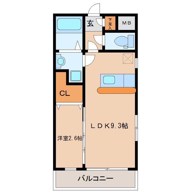 オリンピア長町(1LDK/4階)の間取り写真
