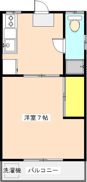 ハイツむさし(1K/2階)の間取り写真