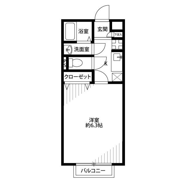 アムール岡崎(1K/2階)の間取り写真