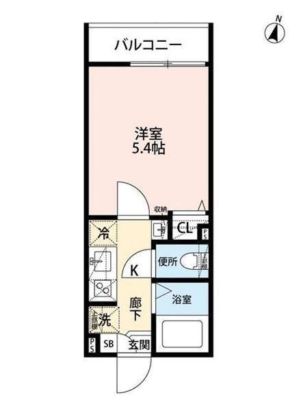 ログリア江北(1K/1階)の間取り写真