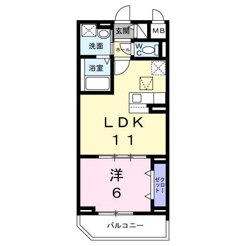 別所中の町アパート(1LDK/1階)の間取り写真