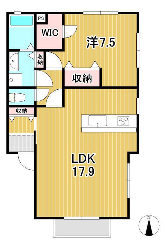 ベルウッド(1LDK/2階)の間取り写真