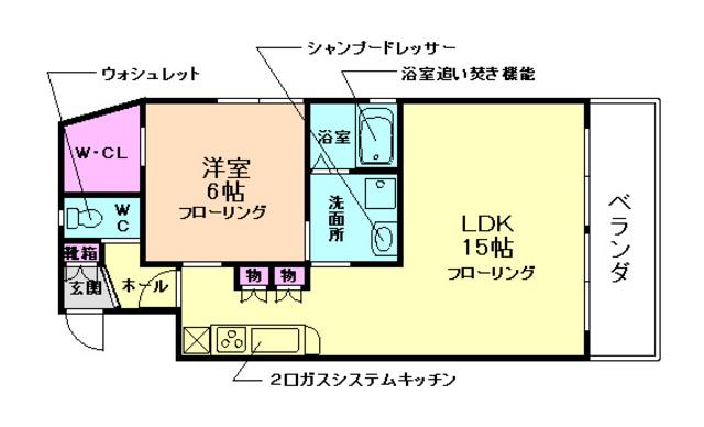 ベルクサイト(1LDK/2階)の間取り写真