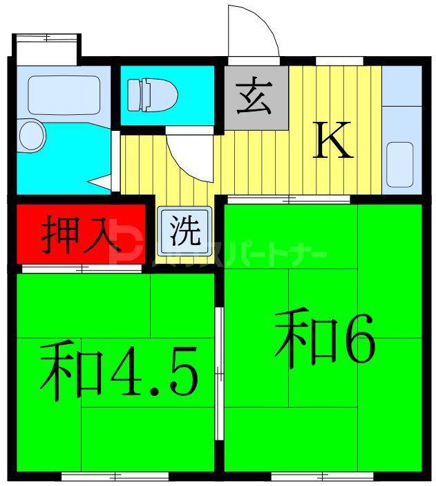 ファミリーコーポ枝(2K/1階)の間取り写真