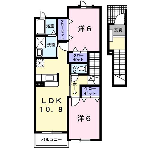 アースリバーA(2LDK/2階)の間取り写真