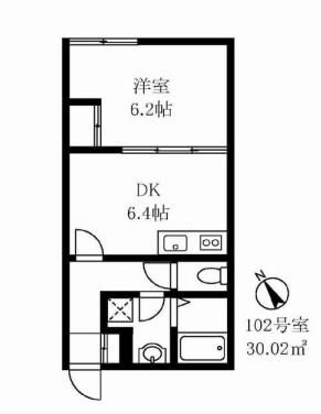 早稲田鶴巻町IMAハウス(1DK/1階)の間取り写真