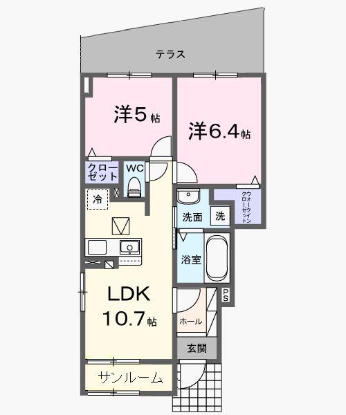 CASA FIKA B(2LDK/1階)の間取り写真