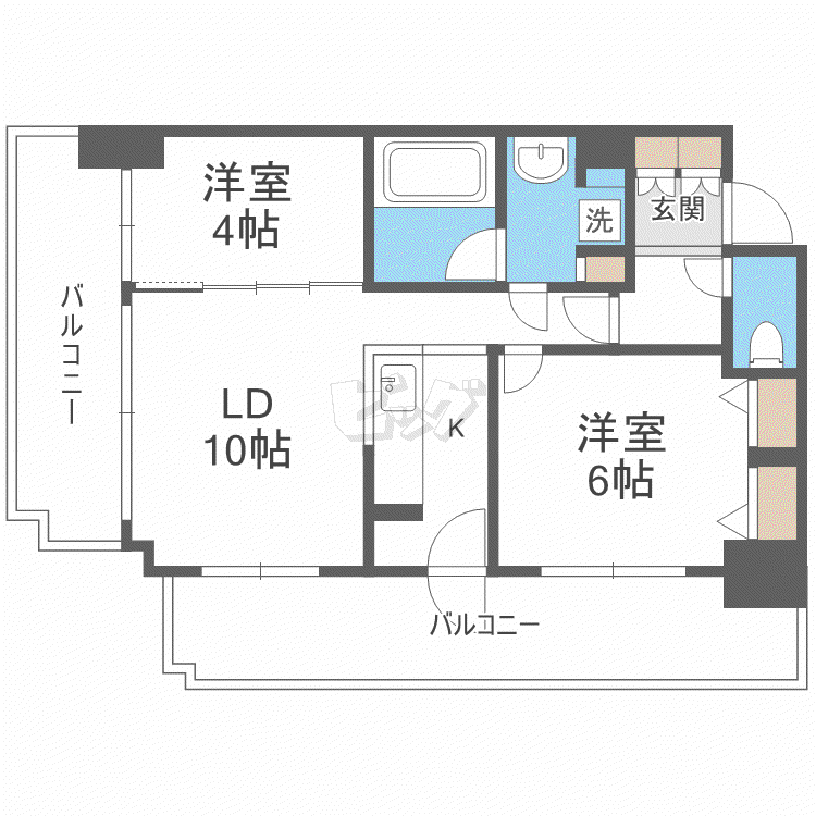 KDXレジデンス菊水四条(2LDK/2階)の間取り写真